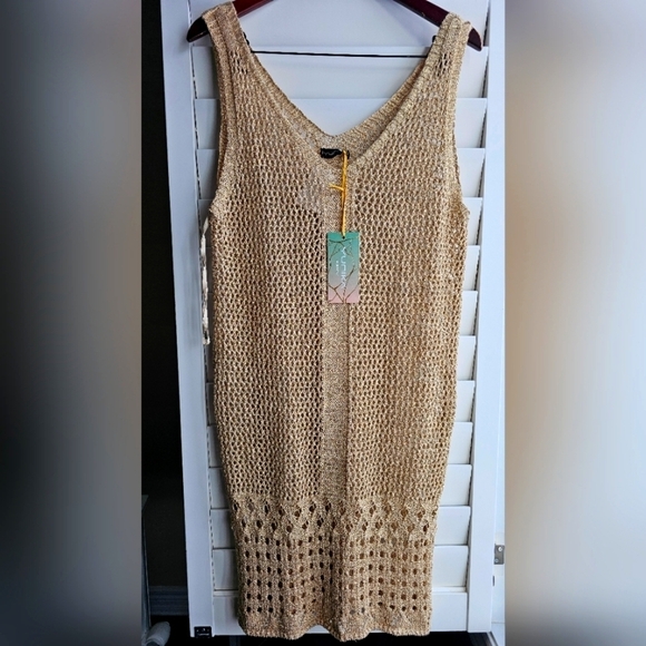 Yunika Other - Yunika ITALY GOLDEN Beach Knit Dress Cover up Viscose Party Size L